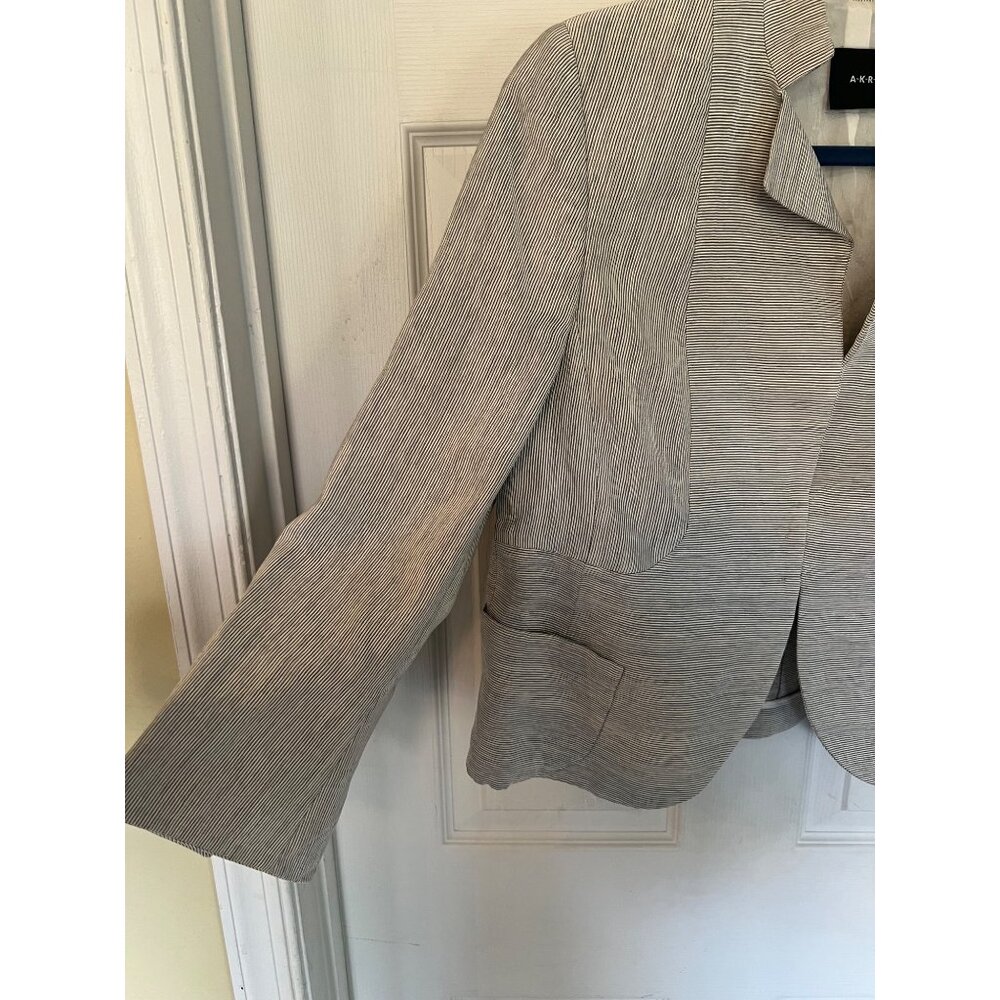 Akris Wool & Silk Career Wear Grey Blazer Size 10 - Picture 4 of 12